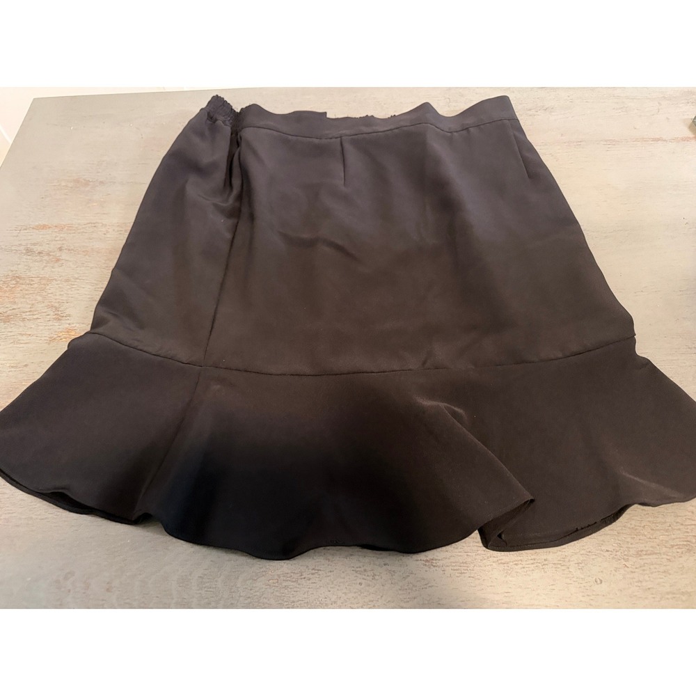Jessica London Black Flounce Hem Skirt Tummy Control Plus Size 22W Ruffle Trim